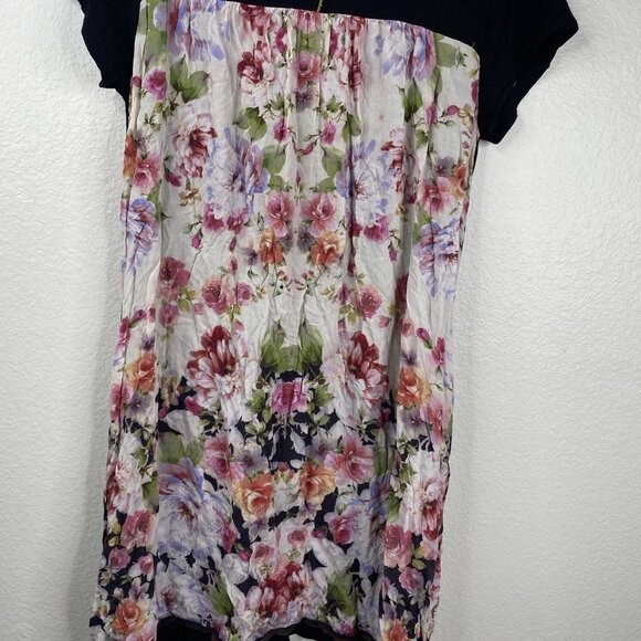 Caite Dress Women's Black Sz M Embroidered Floral Short Sleeves Boho Bloomcore - Picture 8 of 10